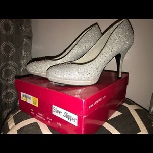 Silver Rhinestone Heels